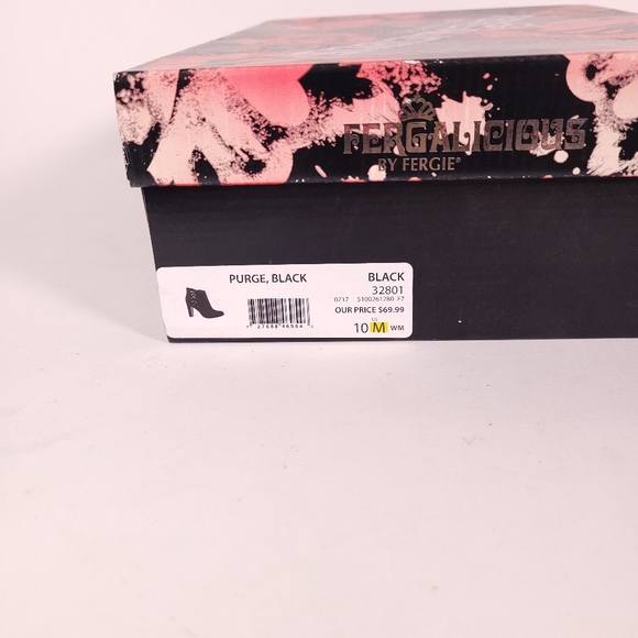Fergalicous Purge Booties 10 Black Faux Suede Ankle Boots Heels - Picture 11 of 14